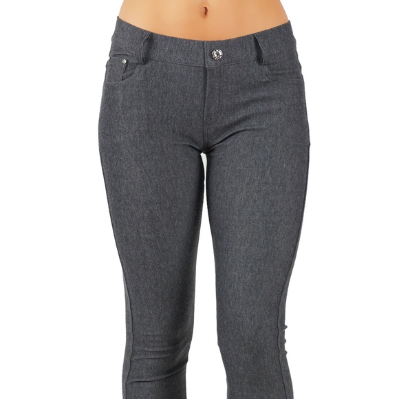 Jean Look Jeggings Slim Fit Pull Up Pants - Picture 2 of 5